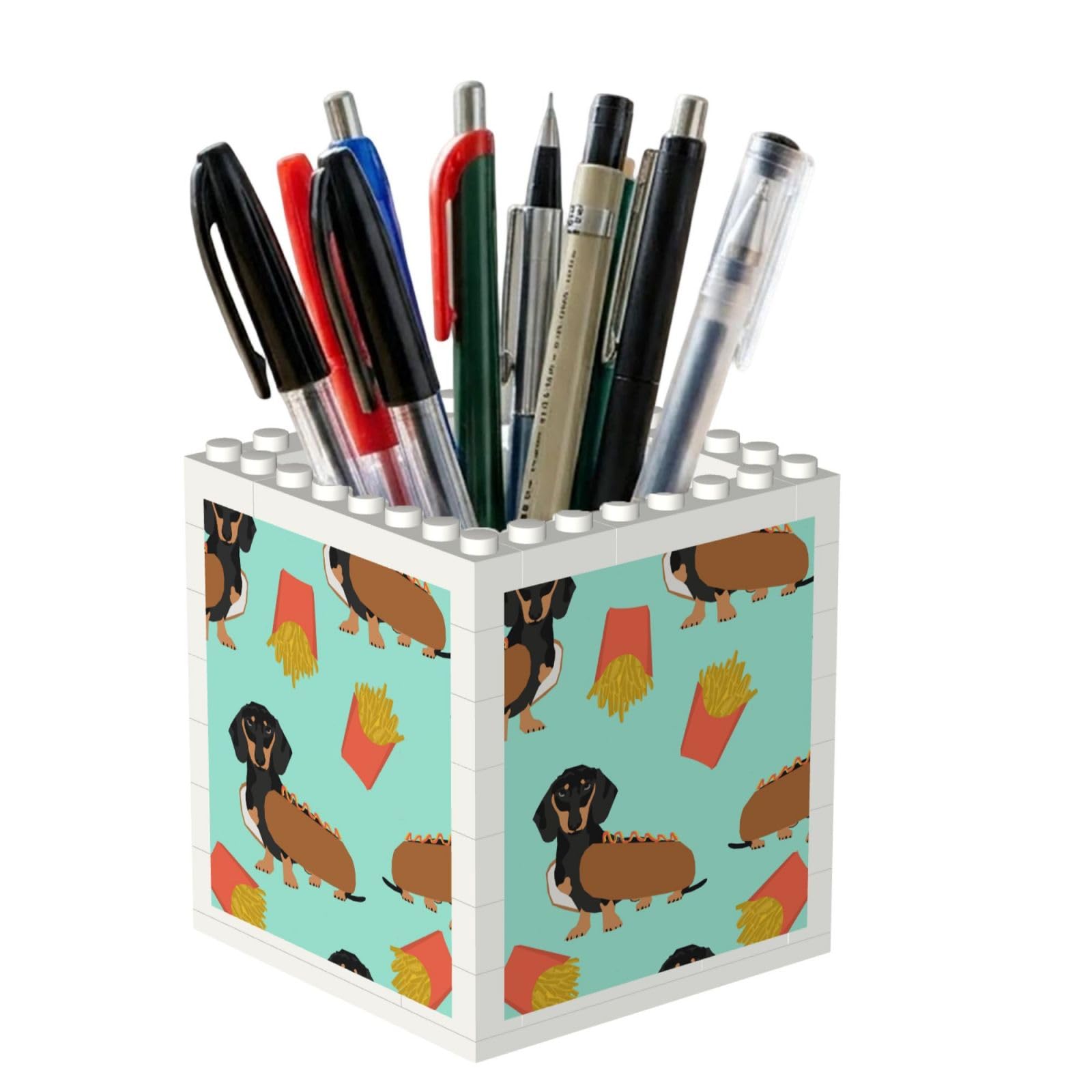 Poadnly Sausage Dog Dachshund, Pen Pot Pencil Holder for Office Home School, Compact Desk Organiser for Office Stationery