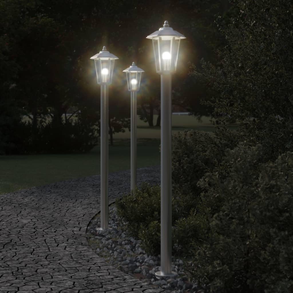 Lampada da Terra per Esterni Argento 120 cm in Acciaio Inox,Lampade da Terra,Lampada da Terra Moderna,Lampade da Terra per Soggiorno-4006383