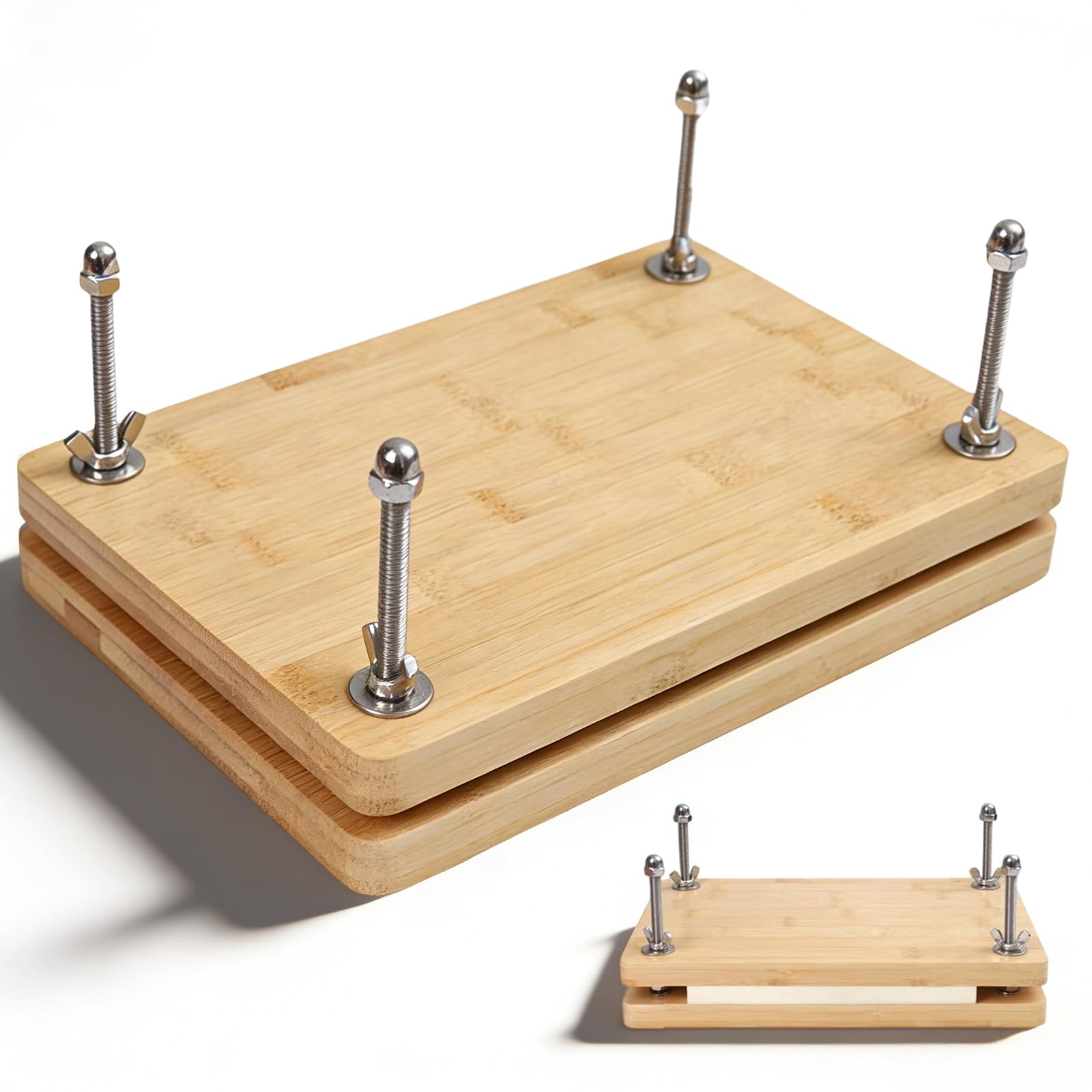 Book Binding Kits, Wooden Book Press Portable Rectangle Bookbinding Press Tools with 4 Pcs Screws for School Office Library Bookbinding Supplies