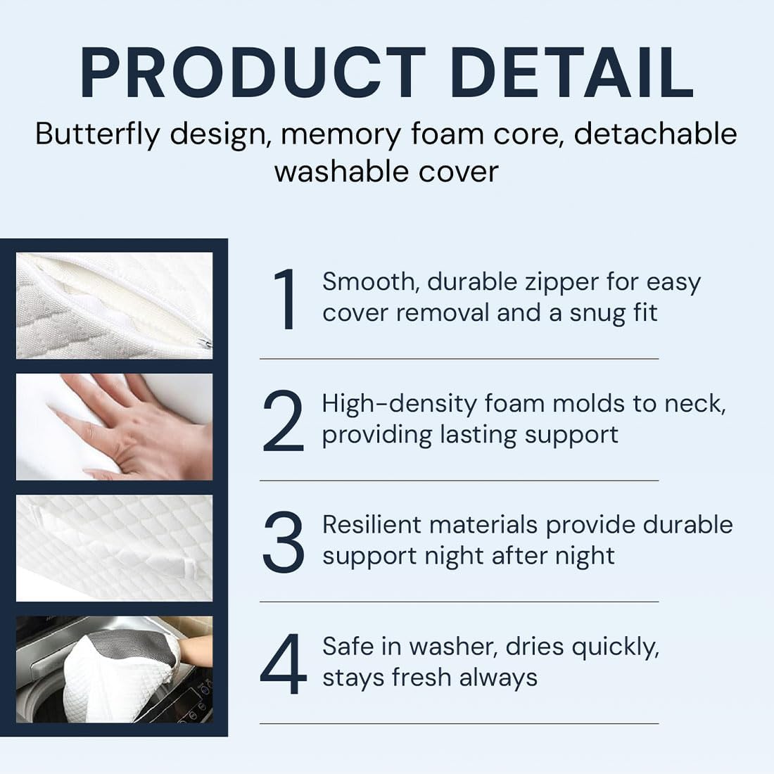 GDSAFS Neck Pillows, Neck Hospitality Collection with Neck Pillow Case, Memory Foam Ergonomic Pillows, Contoured Support Pillows for Side Back Stomach Sleepers (Black)