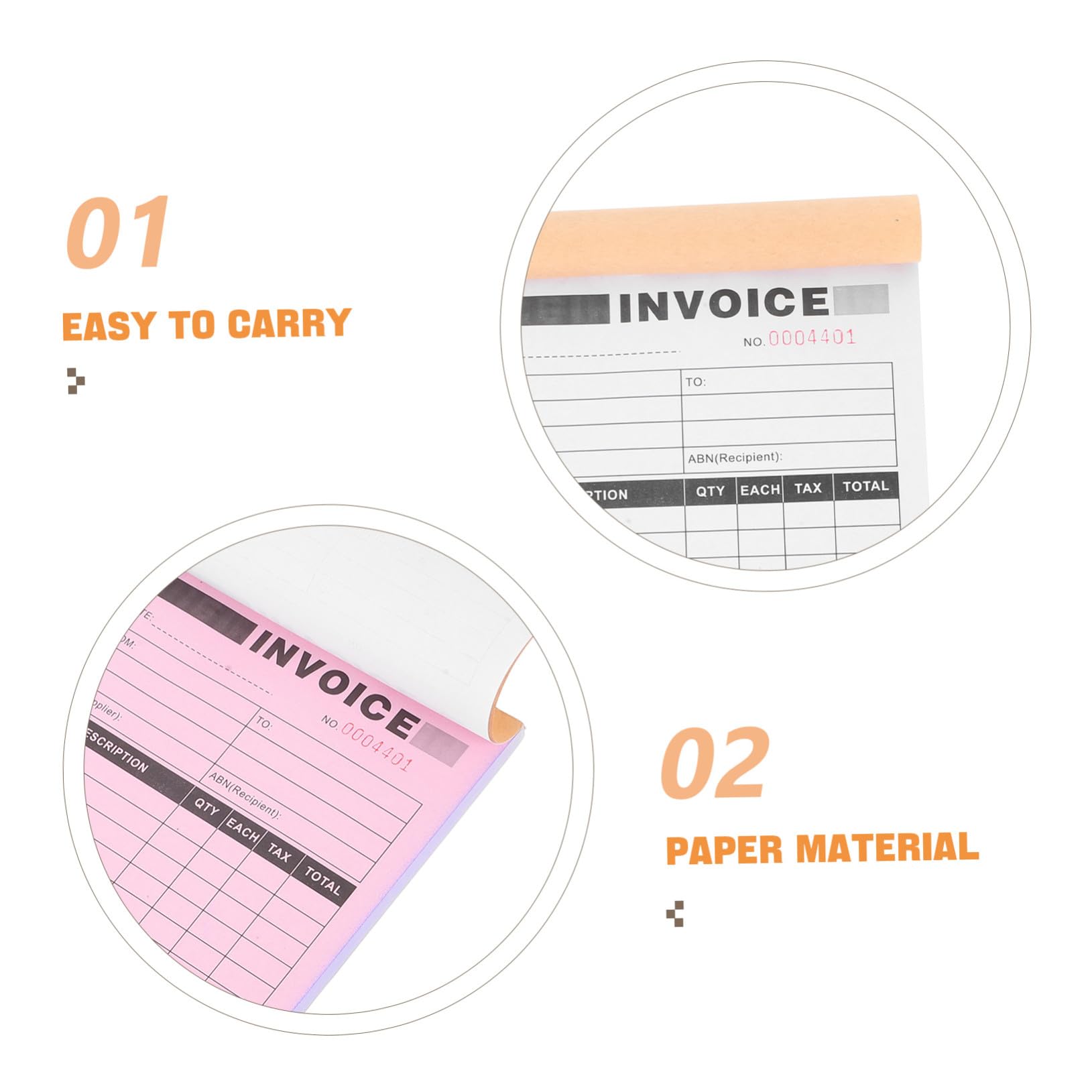 Uonlytech Libro delle Ricevute Doppia Copia 5 Pezzi con Supporto Integrato in Carta per Piccole Imprese Ordine Informazioni Ristorante e Fiorista