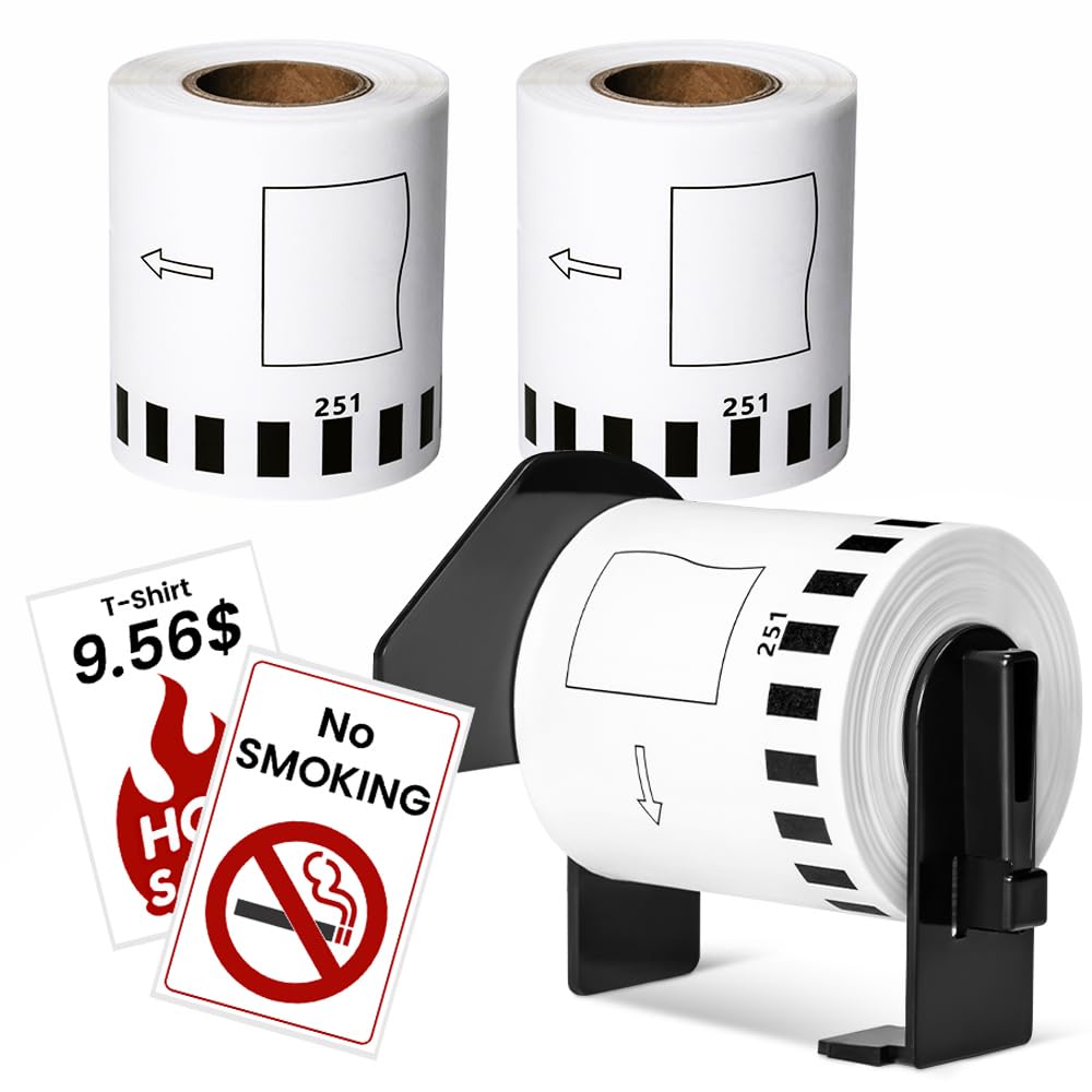 DK-2251 Compatible with Brother 2-3/7" x 50' Black/Red on White Paper Label