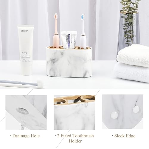 Miniatura 43 de Shinowa Soporte para cepillos de dientes de resina, 5 ranuras higiénico para cepillos de dientes, organizador de almacenamiento para cepillo de F