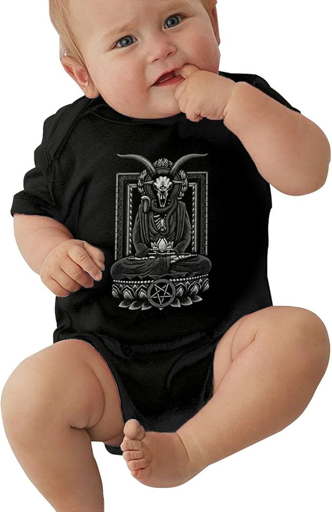 Inaayayi Baby Onesies Demonic Pattern Lucifer Satan Baphomet Goat of