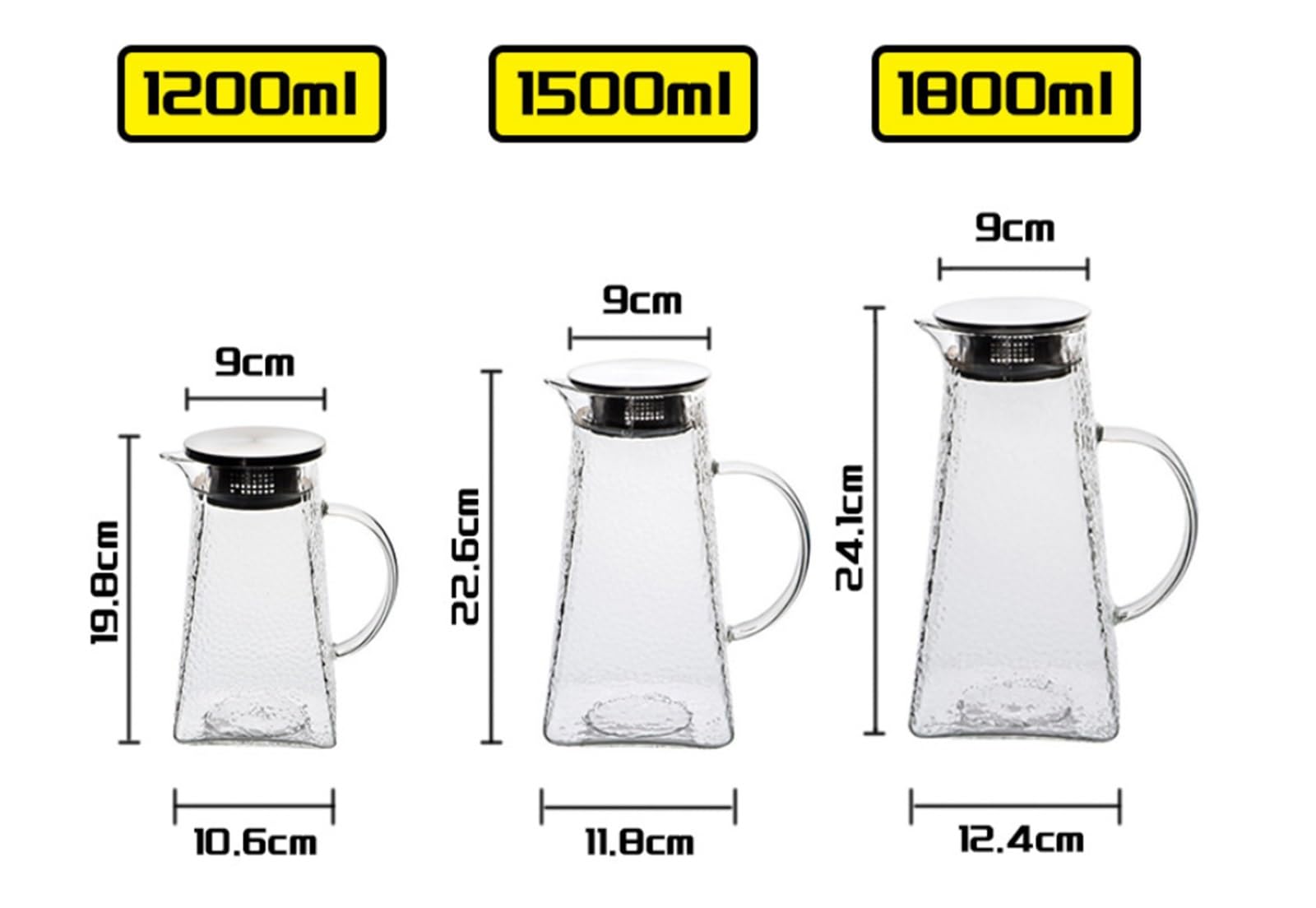 Handgefertigte Teekanne Aus Glas | Mit Teesieb, großem Fassungsvermögen, tropffreiem Ausguss, hitzebeständig, for Eistee, Kaffee, Milch, Saft(1.8L)