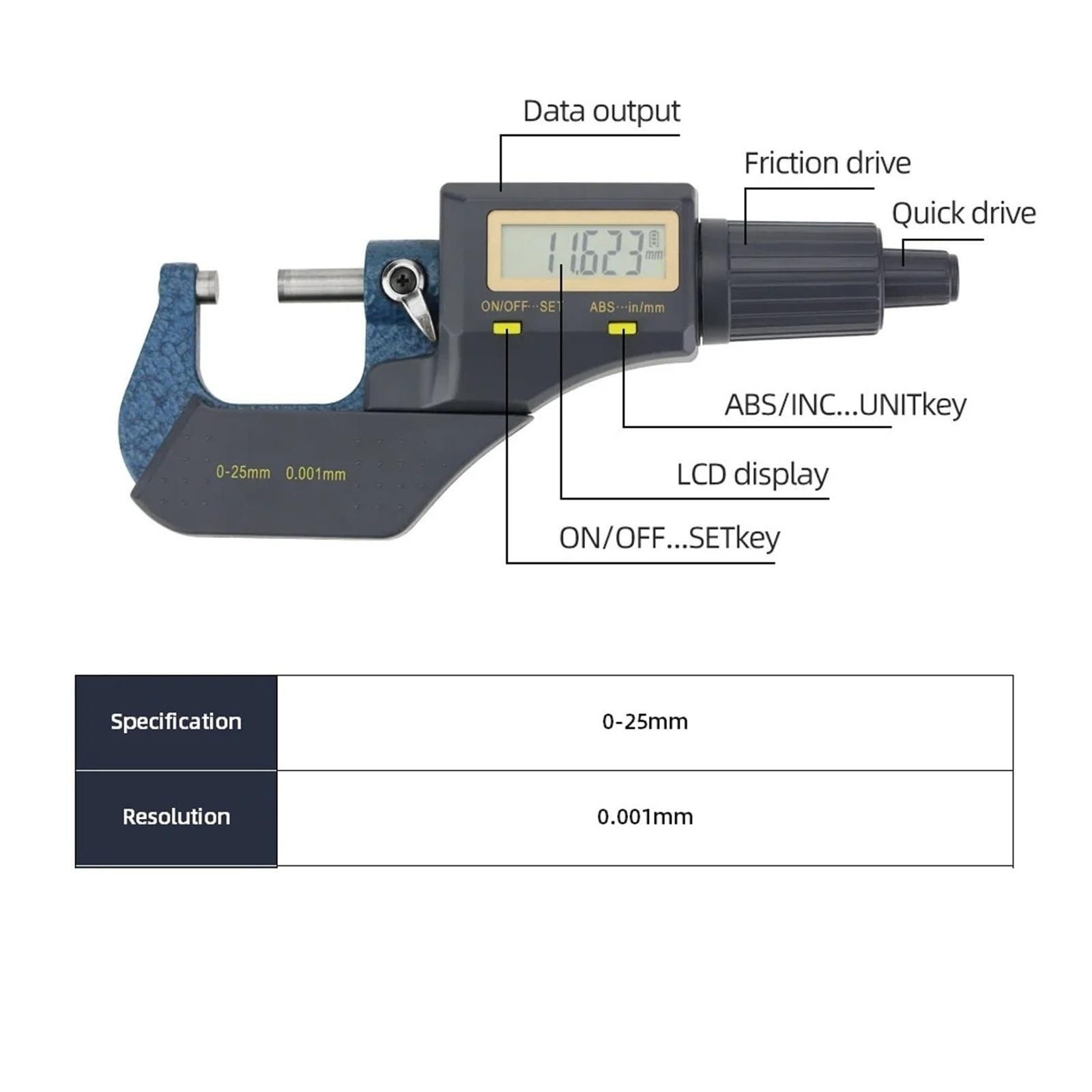 0-25mm 0,001 Externe Mikrometer Digitale Mikrometer Messgeräte for Messung Außerhalb Mikrometer Genau