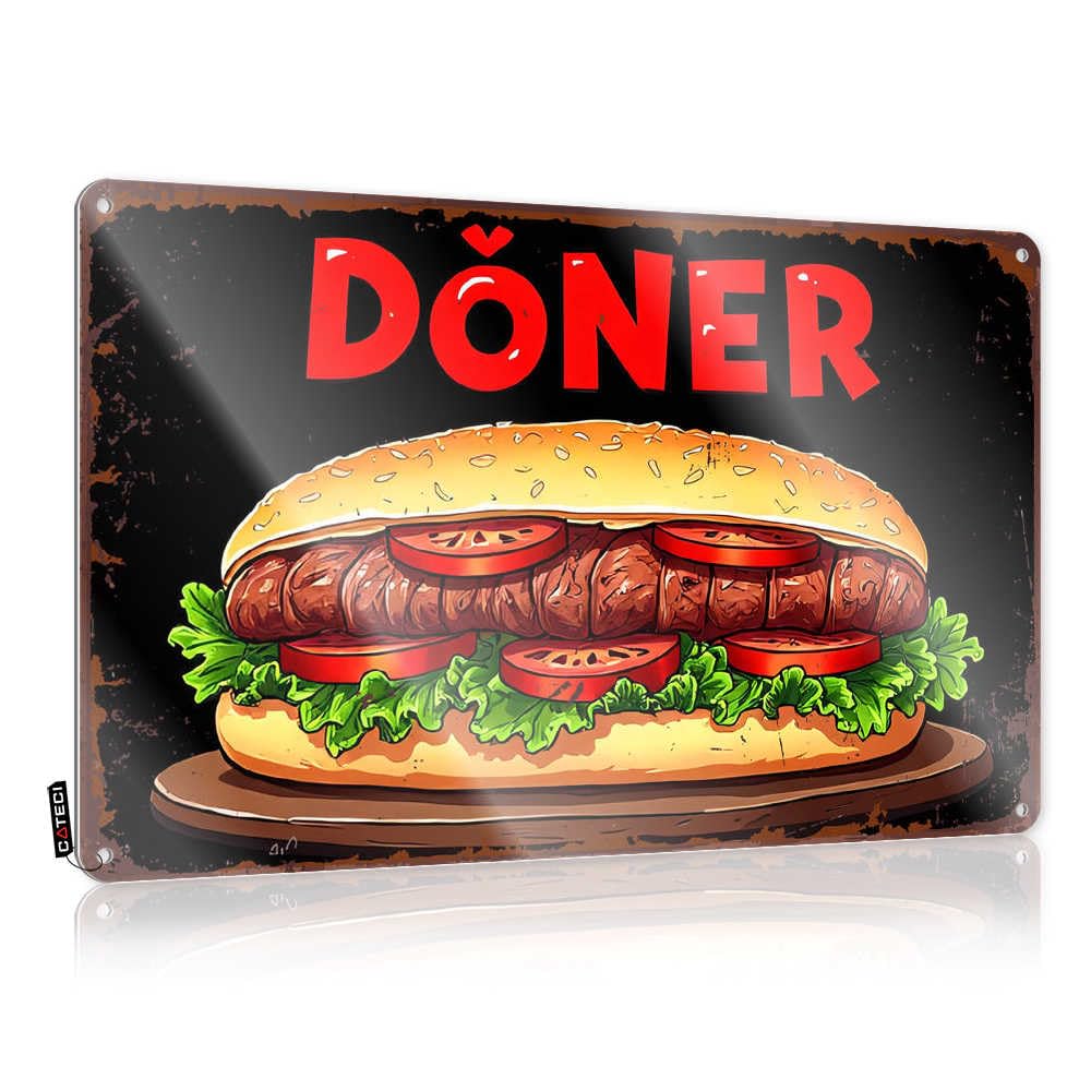 Fzfn Colour Vintage Wall Decor Old Man Cave Accessories Sweet Delicious Doner Kebab With Fresh Vegetables - Vintage Wall Decor For Retirement(30X40cm)