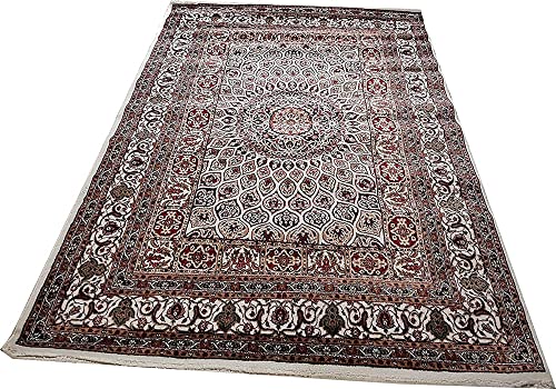 Image of Kashmiri Design Thick n Soft Bedside Runner Carpets for Home Living Room Bedroom Drawing Room Hall 2x6 Feet Ivory Colour