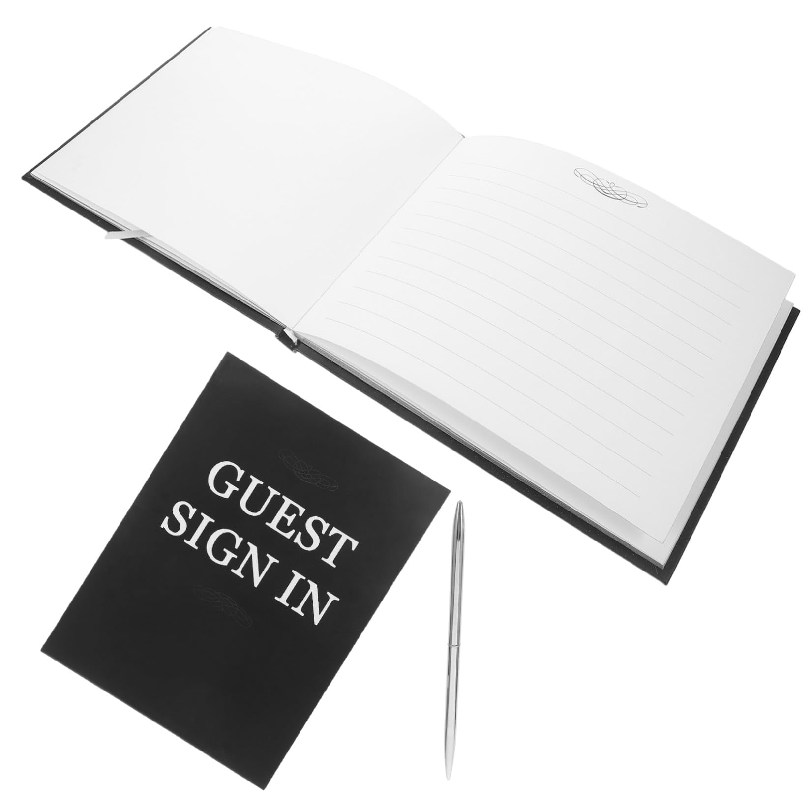 STOBAZA Libro degli Ospiti Pagine per Dediche in Carta e Plastico per Matrimonio Nero, Set Completo per Decorazioni e Ricevimento Nuziale
