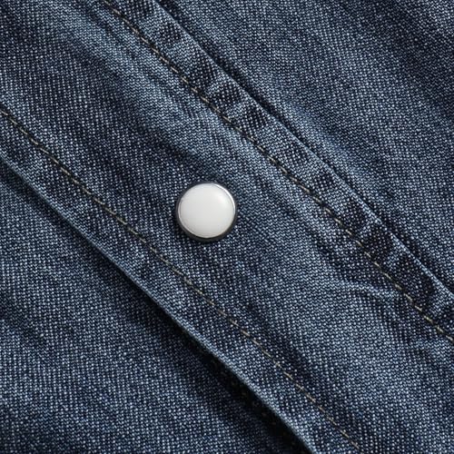 Men's Denim Shirt Long Sleeved - Regular Fit Denim Shirt Snap Button4