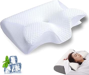 Cervical Pillow, Ergonomic Sleep Pillows, Cervical Neck Traction Pillows, CervicalPillow for Neck Pain Relief, Side Sleeper Pillows with CervicalNeck Support White