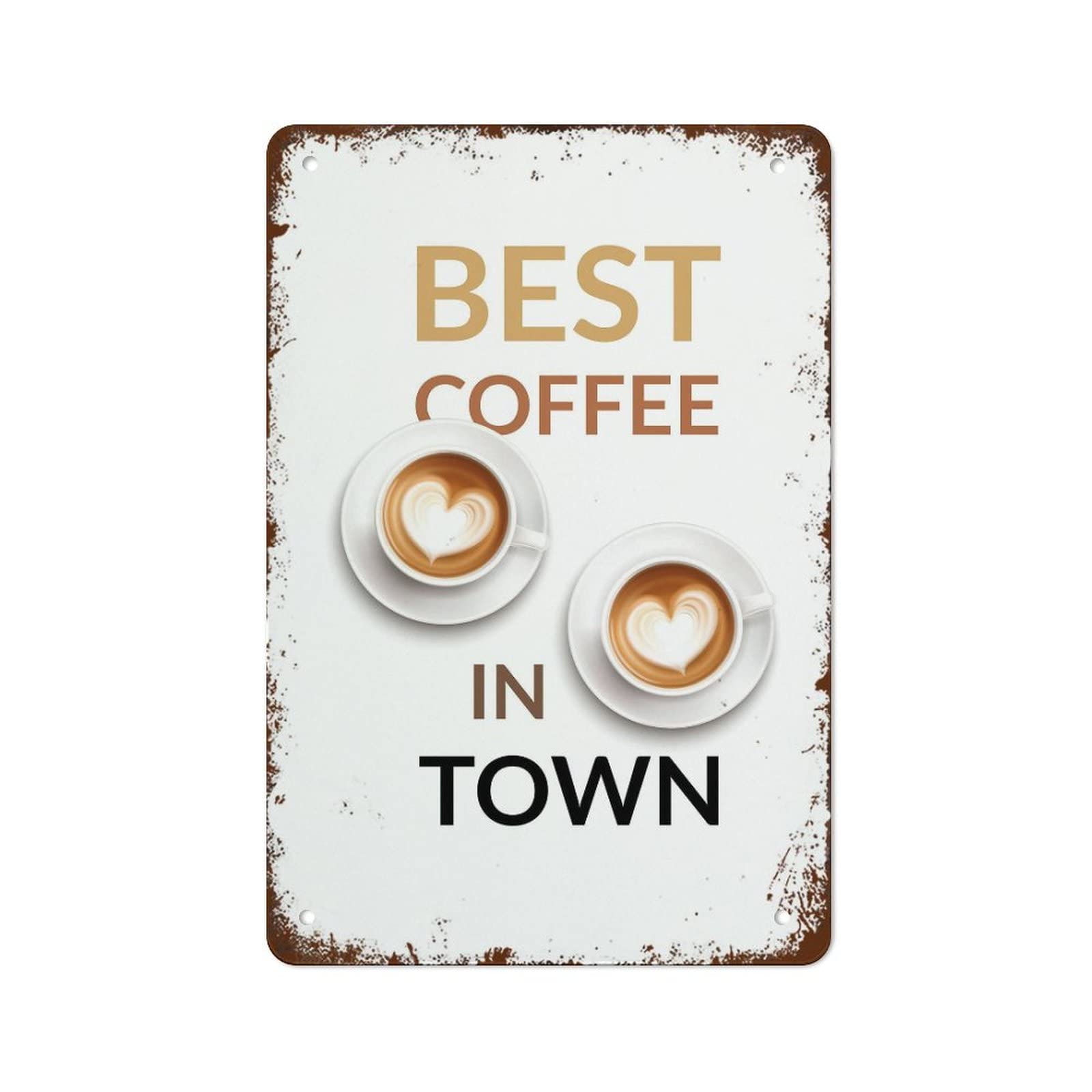 Pibonto Women's Wall Art Metal Tin Sign Vintage Signs Best Coffee In Town Vintage Wall Decor Retro Art Tin Sign Funny Decorations For Home Bar Pub Cafe Farm Room Metal Poster Gift For Men 8X5.5 Inch