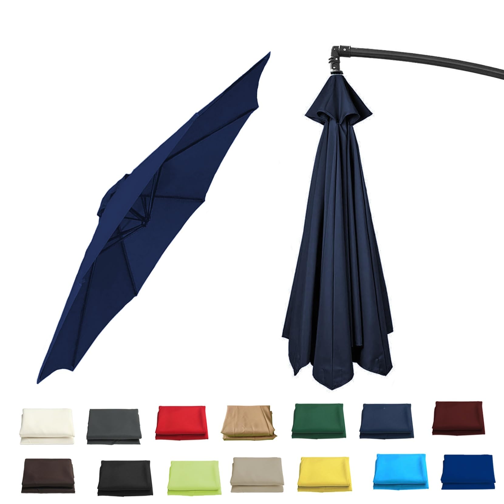 GZDXBF Outdoor Replacement Canopy Top 6/8 Ribs, 400cm Sun Umbrella Replacement Cloth, Replacement Parasol Cover(Navy,8 RIBS: 270CM/8.8FT)