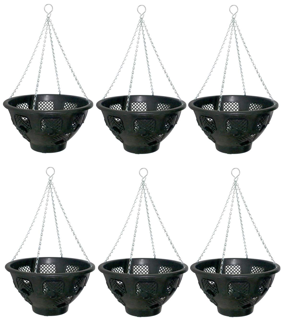 GARDEN KING 12 Inch Easy bloom Plastic Hanging Basket with chain hanging basket Planter for home & garden decoration, Balcony Pots & Planters (Black, Set of 6 Pcs) (B07BK5KHFB) Amazon Price History, Amazon Price Tracker