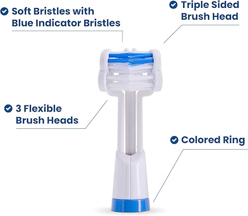 Miniatura 2 de Triple Bristle Recambios de cabeza de cepillo de repuesto, innovador diseño de cabeza de 3 caras, compatible con cepillo de dientes sónico de la