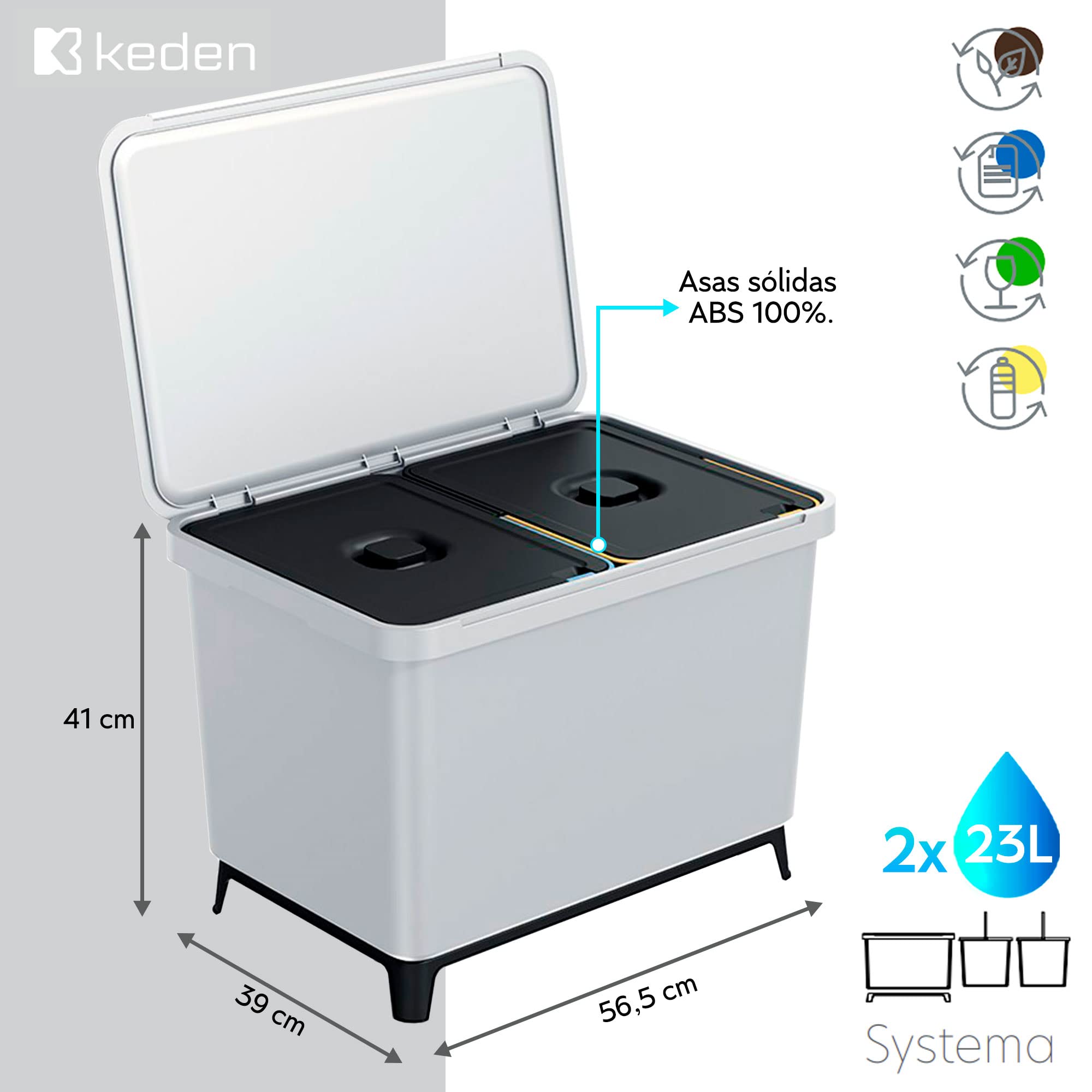 Classificatore di riciclaggio bianco 2x23L Keden