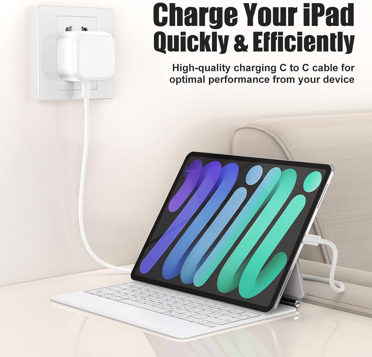 iPad Charger and Plug with 3M Long i Pad USB C Fast Charger Cable 25W Charge for Pro 12.9 11 13 inch 4th 5th 6th M4 2024 Generation/Air 10.9" 4-7 Gen M2 M3/Mini 6 A17 Pro/Pad 10th A16 11th 2025-2022