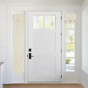 RYB HOME 100% Blackout Curtains for Sightlight Window, Linen Textured Blend Privacy Front Door Curtain Blinds for French Door Kitchen Living Room Doorway, W 12 x L 69 inch, Beige, 1 Panel