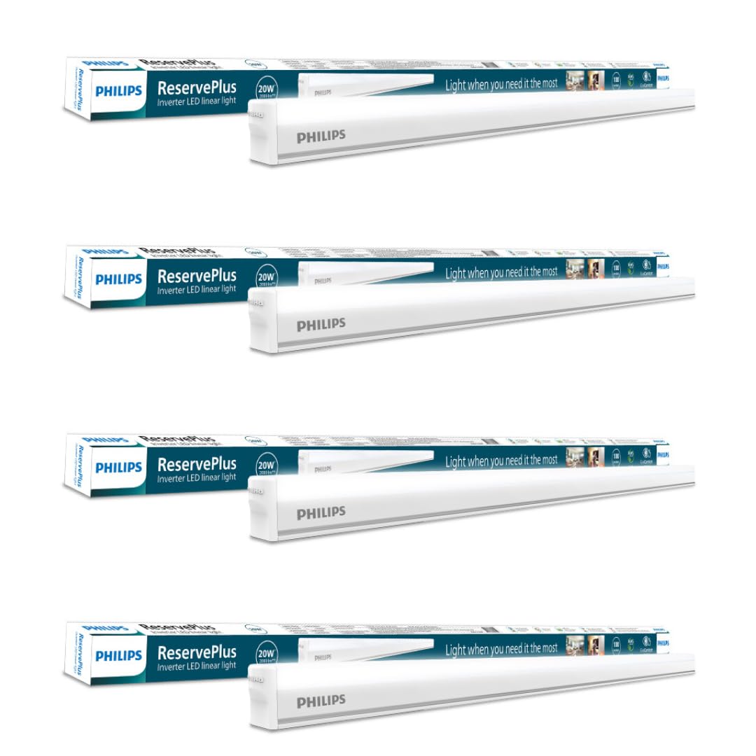PHILIPS 20-Watt Emergency Inverter Batten | Reserve Plus 4-feet Rechargeable Inverter Batten for Home & Living Room | Colour : Cool Day Light, Pack of 4-image-22