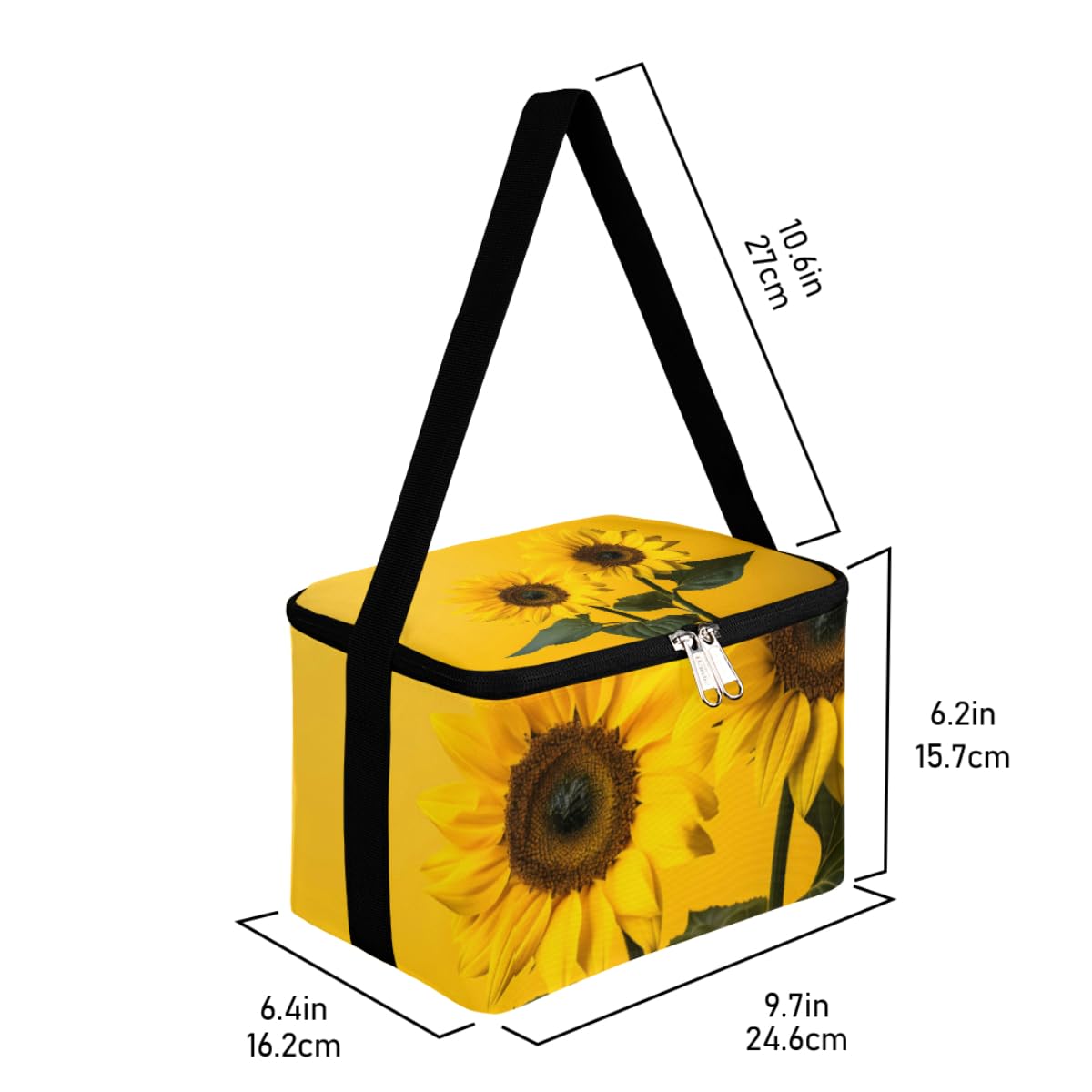 GzLeyigou Lunch Bags for Women Men 9 Cans,Sunflower Bouquet Hot & Cold Food Delivery Bag Insulated Grocery Bag Insulated Lunch Box Yellow Floral Cooler Bag for Office Work Picnic Beach