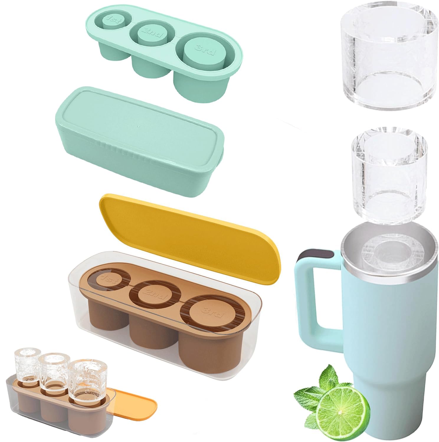 Stampo Ghiaccio Per Tazze Stanley - 3 Pezzi In Silicone Con Coperchio