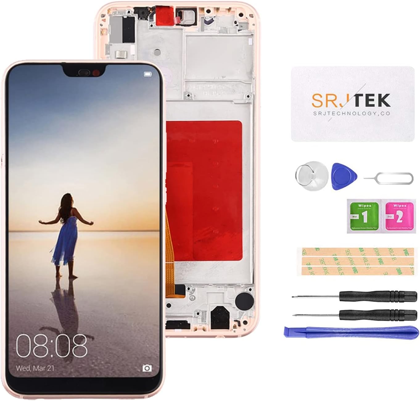Screen Replacement for Huawei P20 Lite ANE-LX1 ANE-LX3 /Huawei Nova 3e Mobile Phone LCD Display Touch Digitizer Assembly Glass Repair with Frame (Pink)