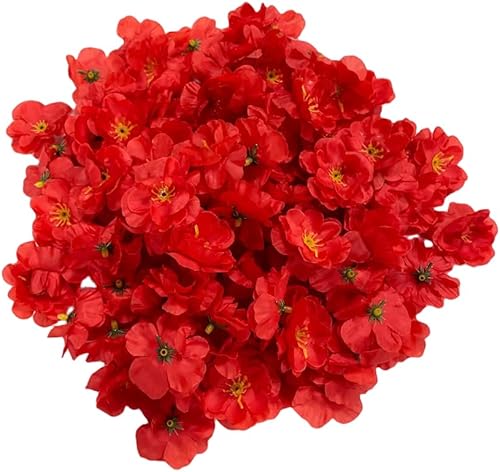 Miniatura 4 de 100 cabezas de flores de cerezo artificiales de seda para primavera, flor de ciruelo falso, relleno de jarrón, ramilletes para decoración de boda,