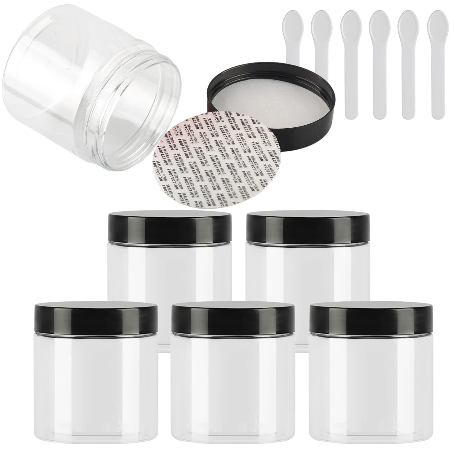 100 Stück Kleine Kosmetikbehälter Mit Grünen Deckeln | 20 Ml, Auslaufsicher | Inkl. 10 Make-up Spatel