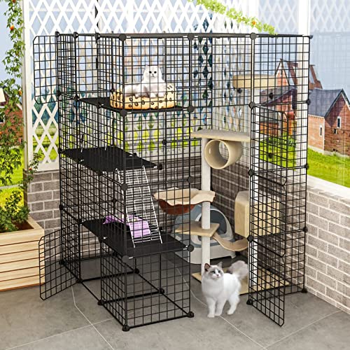 Eiiel Large Cat Cage Cat Playpen Detachable Metal Wire Indoor DIY Kennels Crate Large Exercise Place Ideal for 1-4 Cat - Image 7