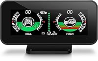 AOMOSUR Car Inclinometer Off-Road Slope Meter: Digital Roll Pitch Tilt Gauge HUD with Safety Alerts & Voltmeter