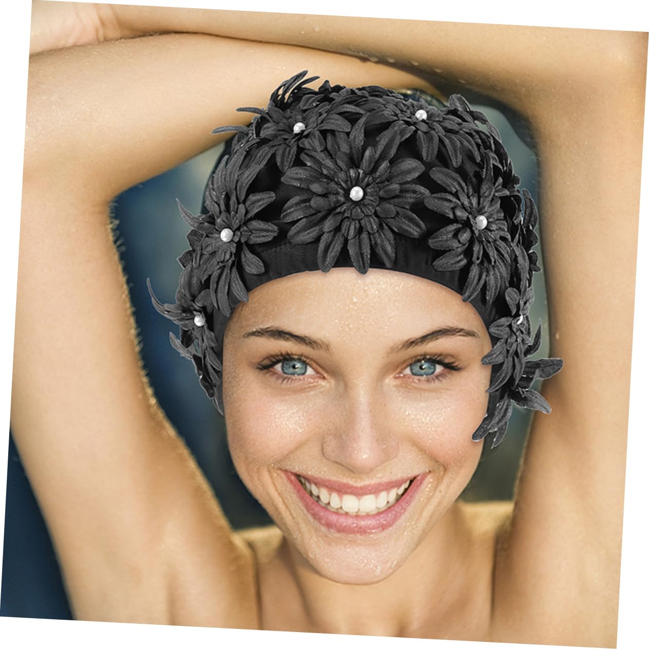 UPKOCH Bonnet De Bain Femme Capuchon De Natation Décoratif Étanche Bonnet De Piscine avec Motif Floral Protection Cheveux pour Baignade Spa