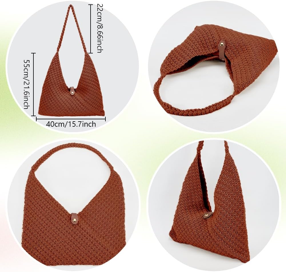 ACRNIGHEET Crochet Beach Bag Crochet Kit for Beginners Caramel Tote Bag Knitting Kit with Yarn and Hook DIY Craft Kits Gift for Adults with Video Guide Tutorial Crochet Starter Kit