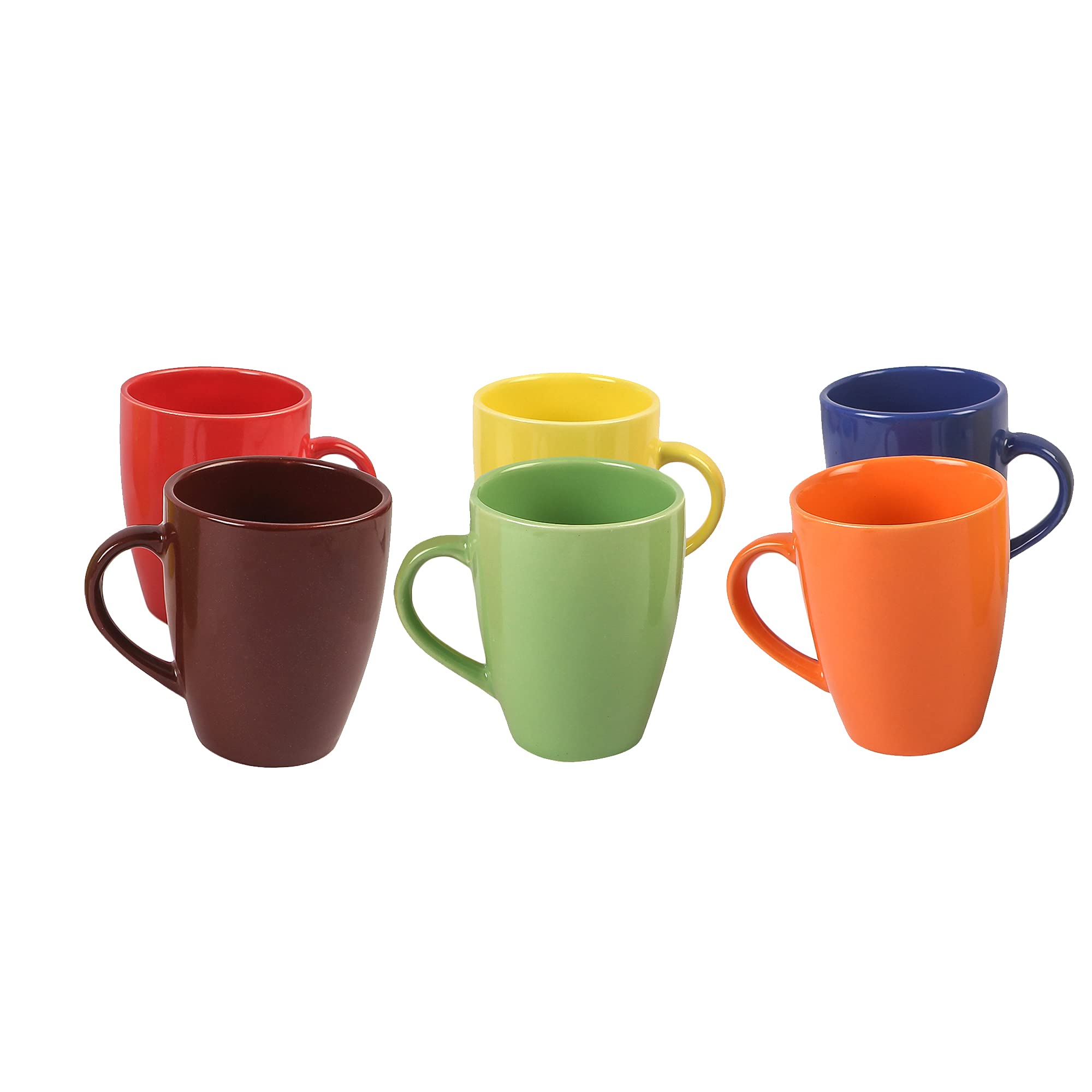 Anwaliya Army Series Ceramic Coffee Mugs, 280 ml, Set of 6, Vanila (Color May Vary)