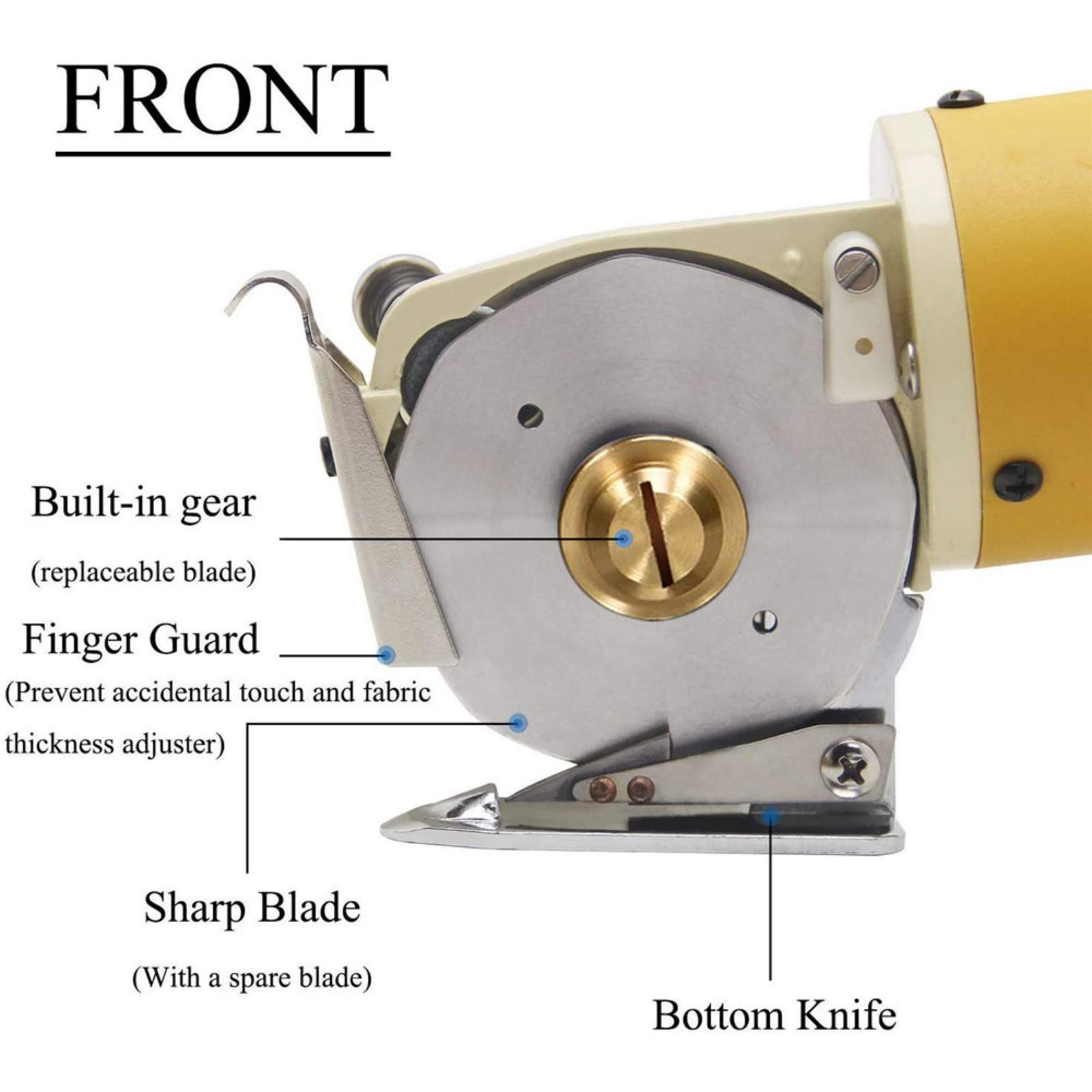 Elektrischer Rotations-Stoffschneider Mehrschichtige elektrische Stoffschere mit 1" Schnittdicke für Stoff, Gewebe, Leder und Teppich mit Klingen