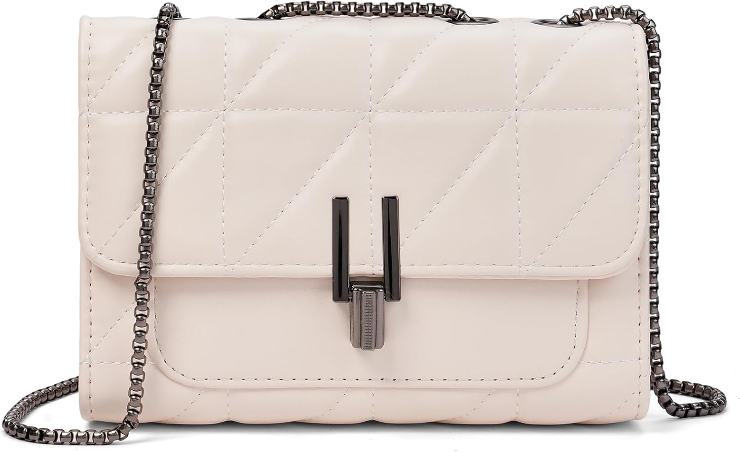 FALAN MULE Small Shoulder Bag for Women Quilted Crossbody Bags Vegan Leather Trendy Designer Purse with Chain
