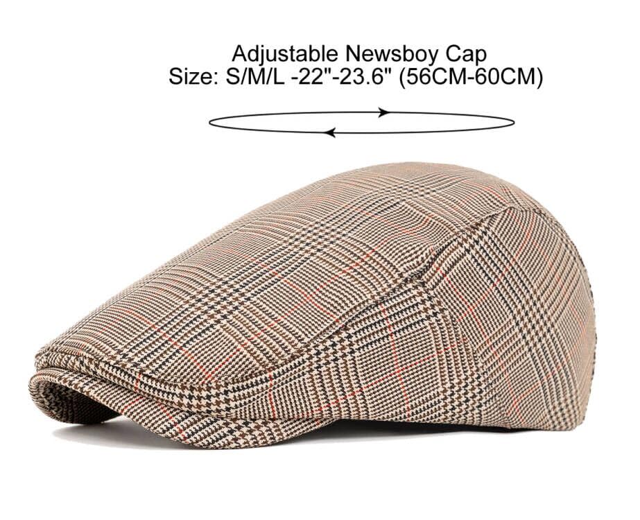 Image of Cotton Newsboy Cap,Breathable Ivy Gatsby Cabbie Beret Hat for Men's Women Driving Hunting Golf