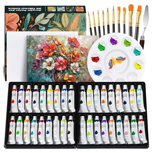 DazSpirit Set Pintura Acrilica,36 Tubos de Pinturas Acrilicas 12ml para Lienzos Madera Y Manualidades,con 10 Pinceles, Raspador Y Paleta, Pintura Acrílica Para Adultos, Niños,Artistas Principiantes