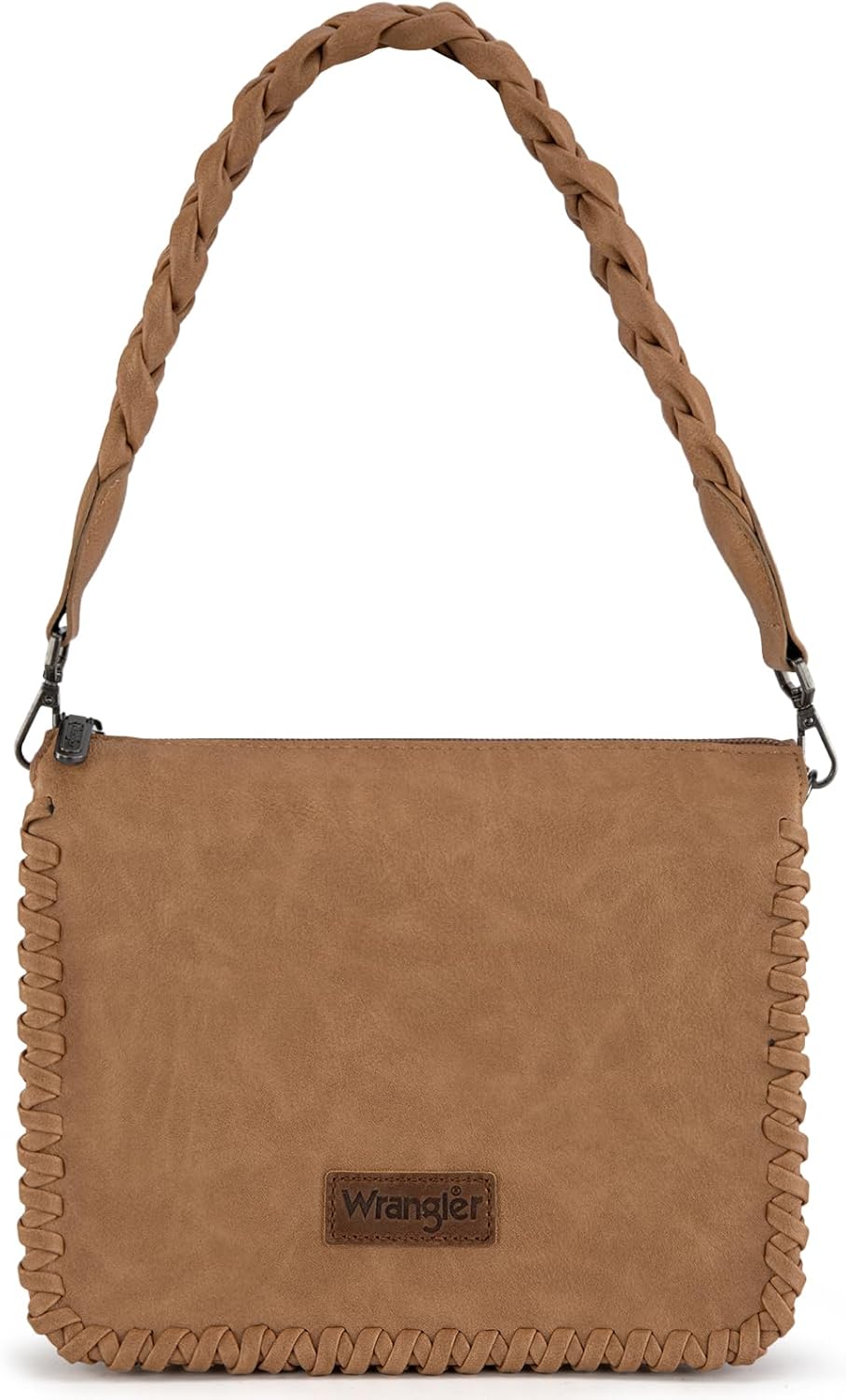 Wrangler Shoulder Bag for Women, Western Braided Crossbody Purse with Adjustable Strap, Soft Hobo Handbag with Zipper Closure