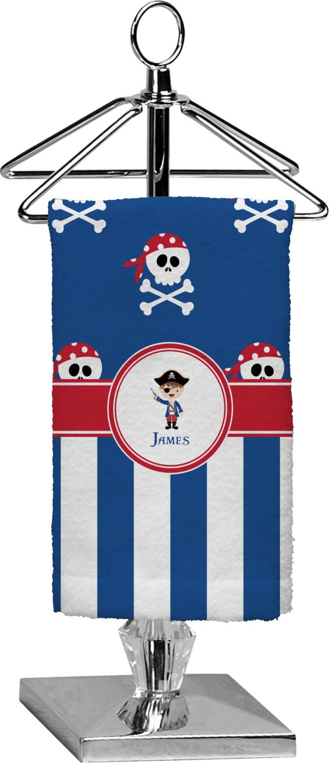 YouCustomizeIt Personalized Blue Pirate Finger Tip Towel - Full Print