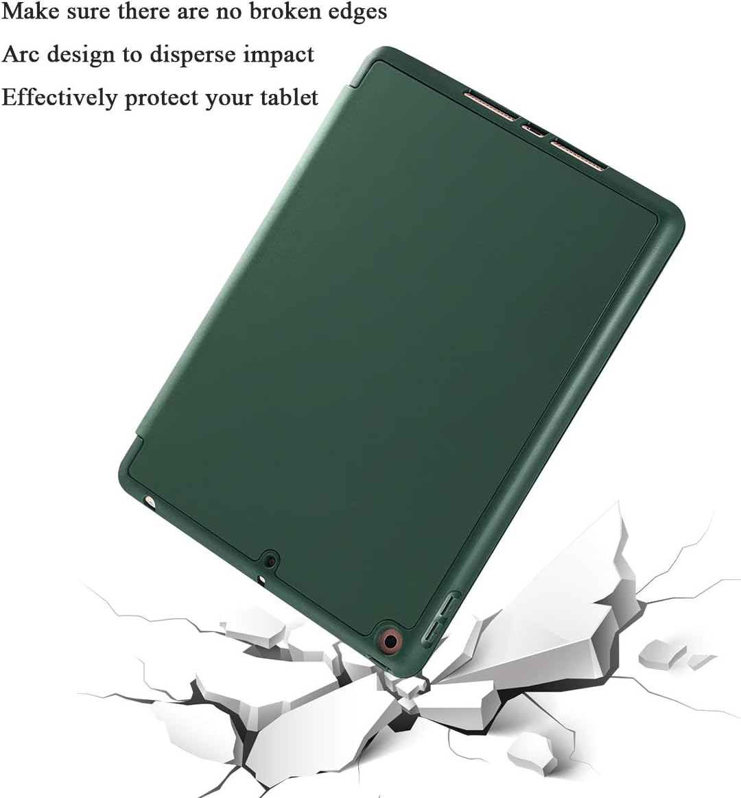 SIWENGDE Compatible for Apple iPad 9.7 Case 2018 iPad 6th Generation Cases/2017 iPad 5th Generation Case with Pencil Holder,Slim Soft Silicone Smart Trifold Stand Protective Cover(Midnight Green)