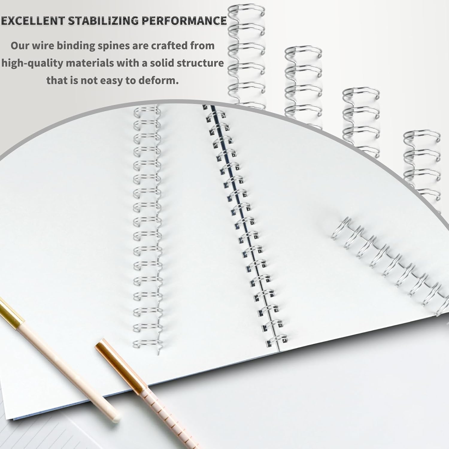 RAYSON Double Loop Binding Wire Spines, 9/16 Inch, 2:1 Pitch Binding Wires Capacity 125 Sheets, 21-Loops for Letter Size Paper, Silver Wire Binding Spiral Pack of 100