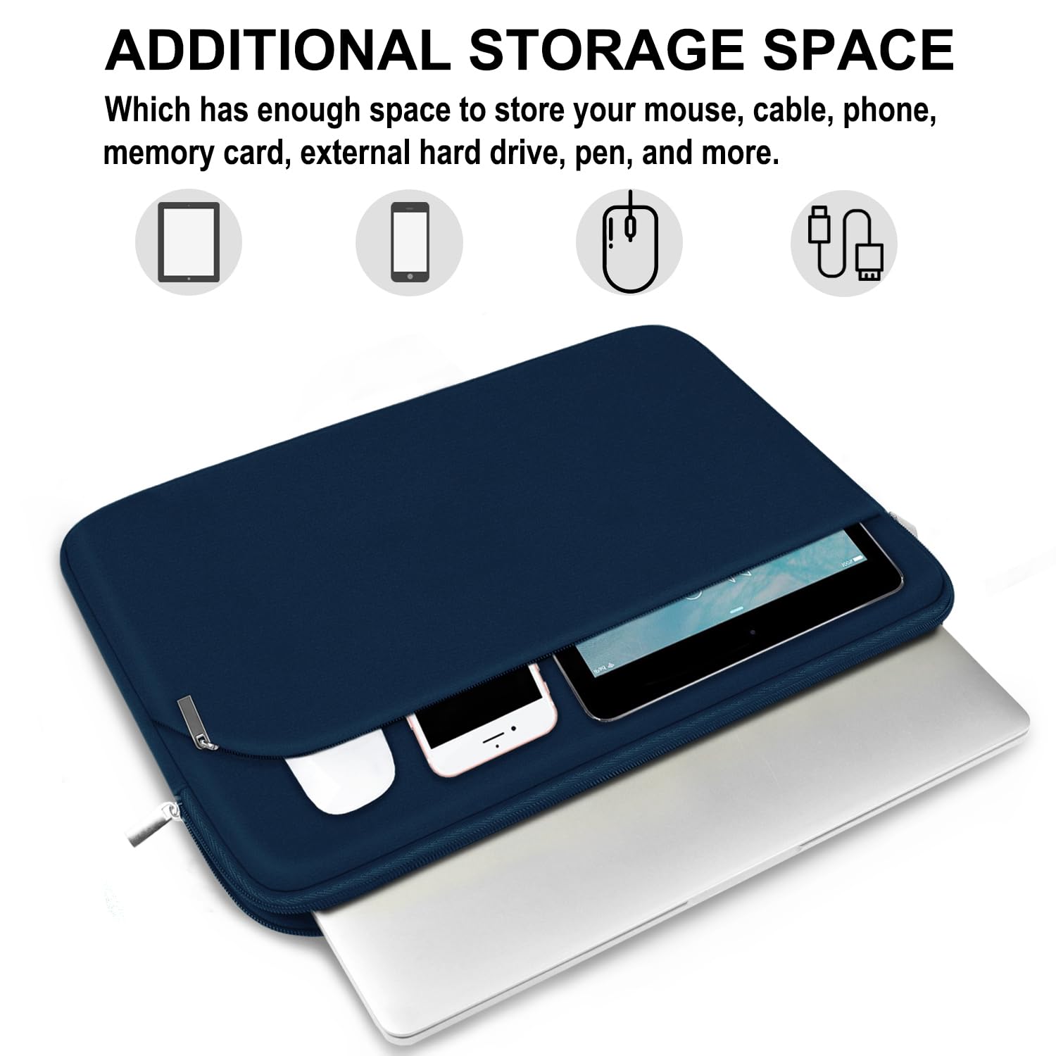 Custodia protettiva per computer portatile da 15,6 pollici, resistente, con tasca frontale, custodia da viaggio compatibile per HP, Dell, Asus, Lenovo, blu scuro