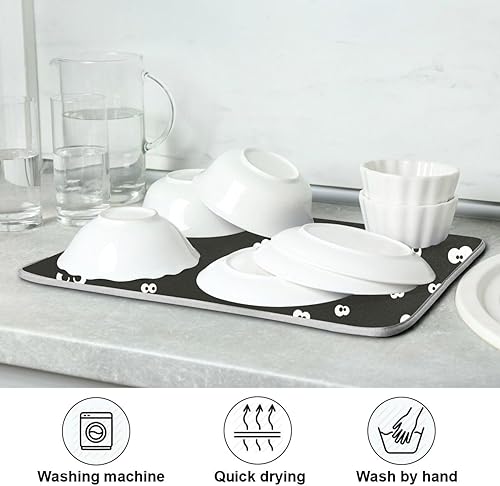 Miniatura 7 de Spooky Eyes Drying Dish Mat Washnable Absorbent Kitchen Counter Top Mat Drying Matt Kitchen Counter Tapete Para Cocina 16'' x 18''