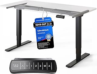 DESKPSACE PRO Plus Höhenverstellbarer Schreibtisch Gestell (elektrisch) - Dual-Motor, Kollisionsschutz, Memory Funktion, USB-Anschluss, Schreibtischgestell Höhenverstellbar, Tischgestell (Schwarz)