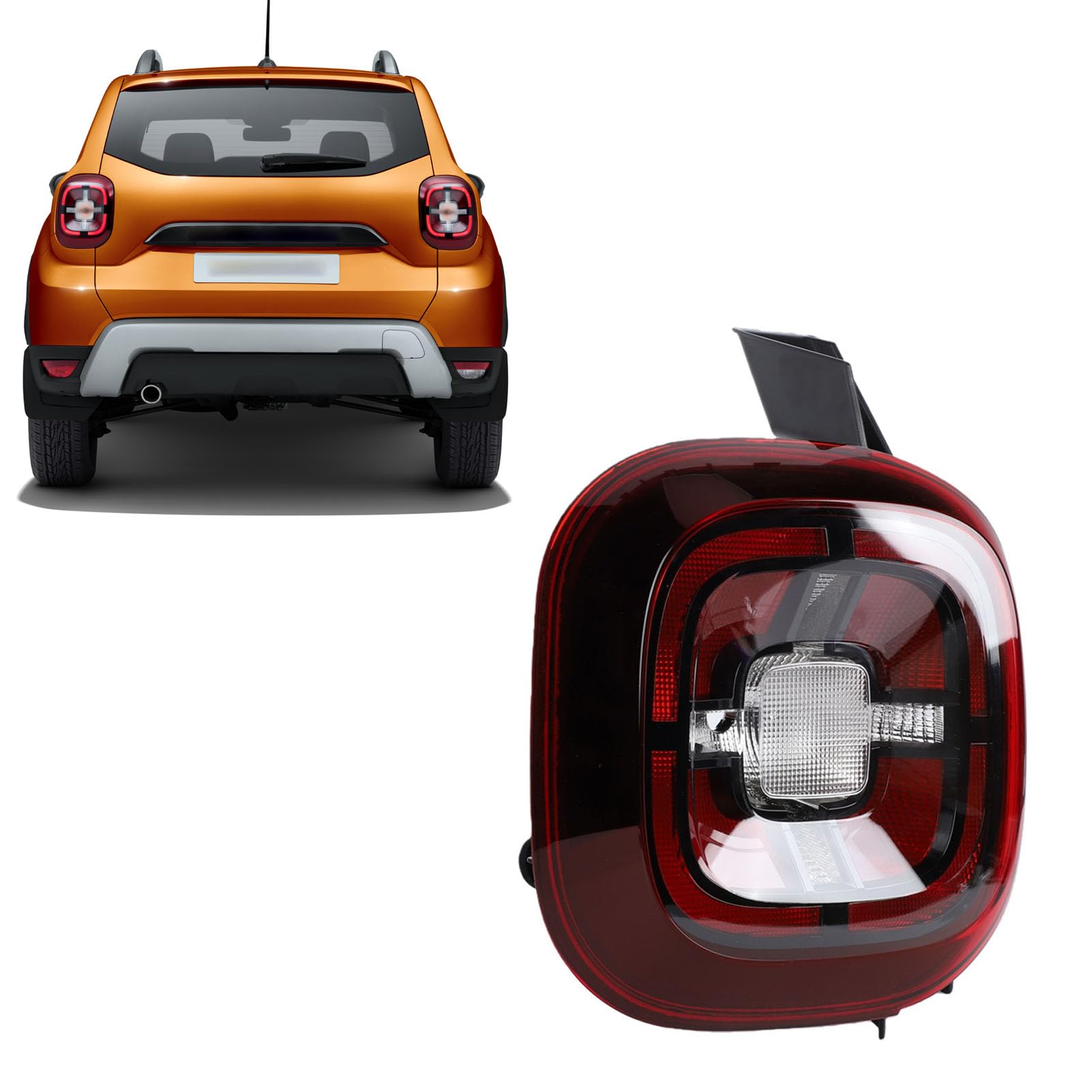 Tbest Feu Arrière Bloc Optique, Lampe Arrière Rouge pour Frein et Clignotant, Ampoule Non Incluse, for Duster MK2 2018-2020 (Gauche 265558217R)
