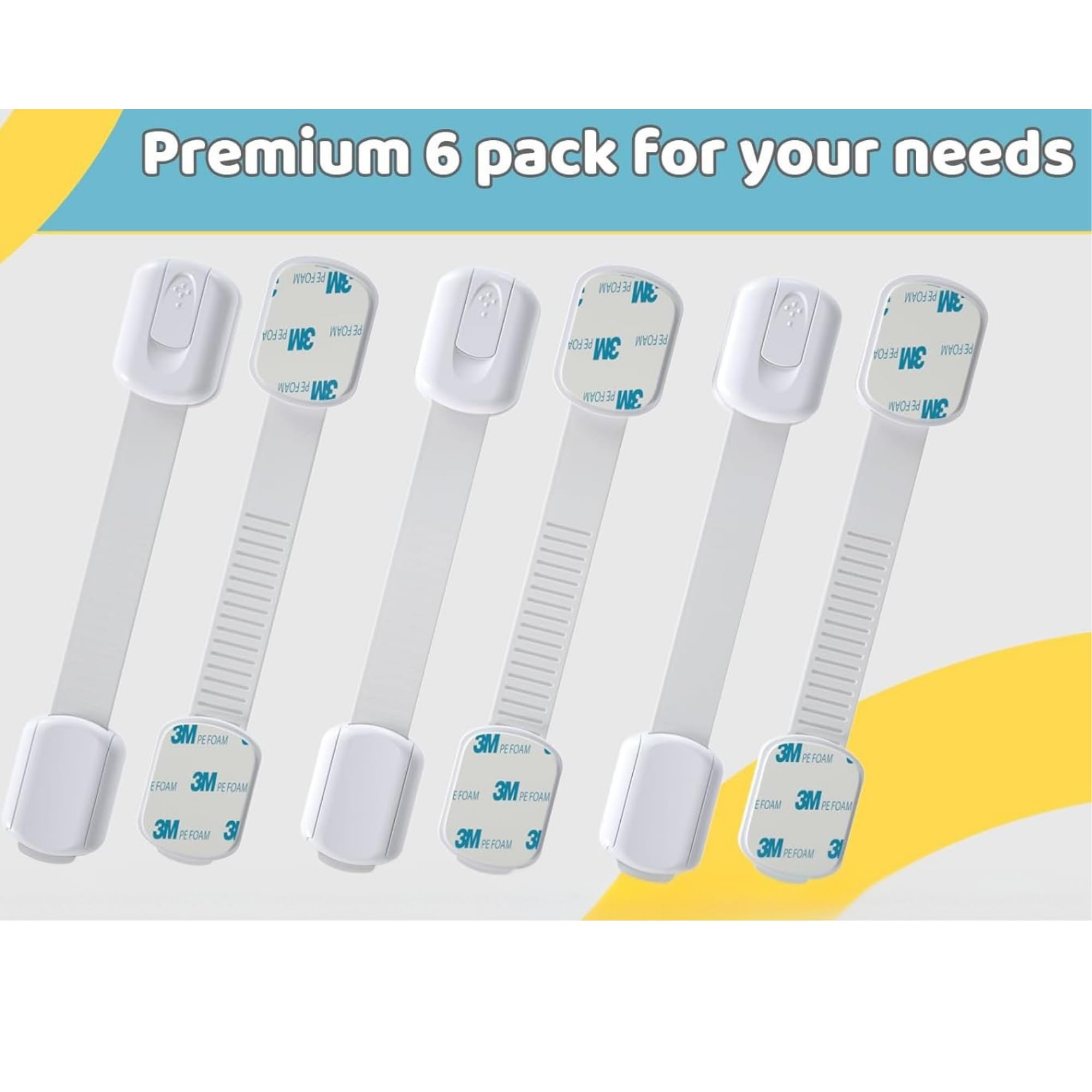 Safer Giggles Cupboard Lock Strap 6 Pack, Child Safety Cabinet & Drawer Locks - Image 4