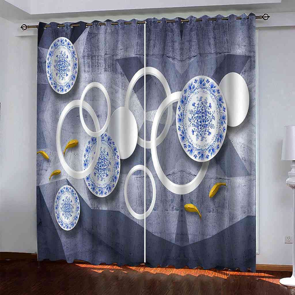 Rideau occultant bleu à motif géométrique pour créer un cocon dans la chambre d'enfant
