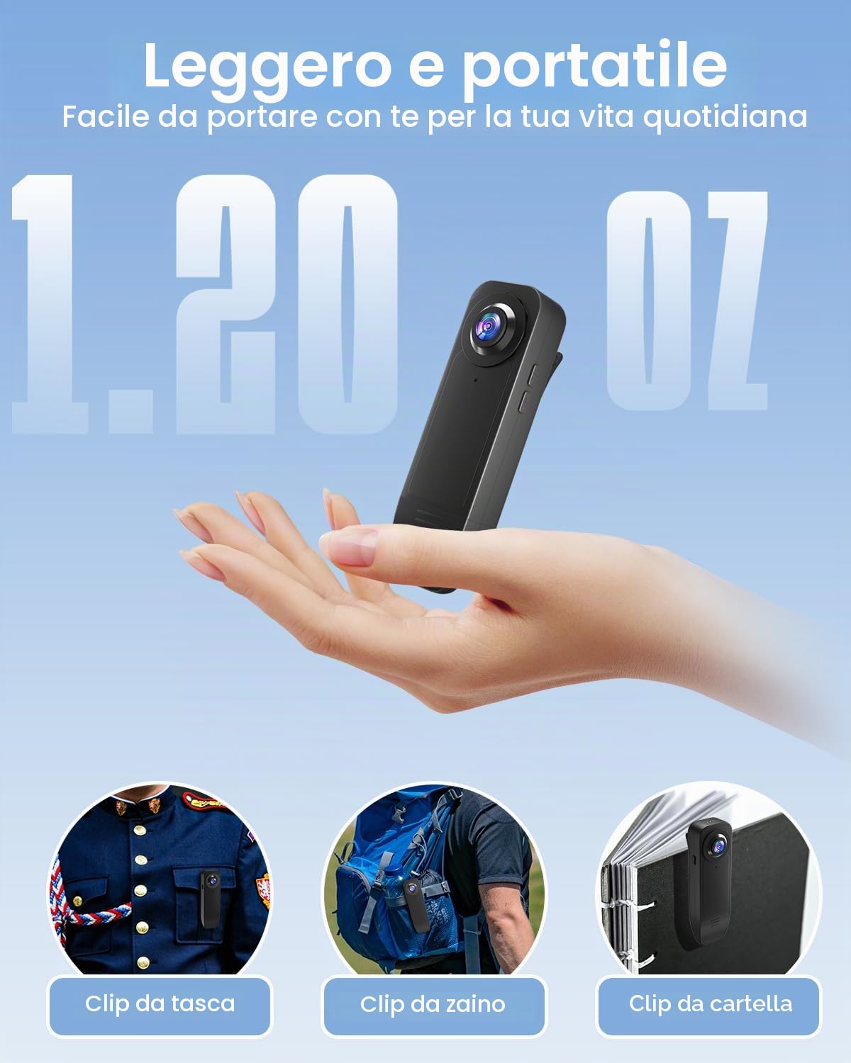 Bextgoo Body Cam, Mini Telecamera Spia Nascosta 1080P,Telecamera senza WiFi con scheda 64 GB Preinstallata，Bodycam con Batteria lunga durata da 1000 mAh, Movimento e Visione Nottu