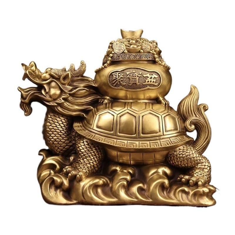 Escultura Decorativa para el hogar, para encimera de Oficina, Adorno de dragón y Tortuga de latón, Estatua de Cobre Feng Shui para Porche