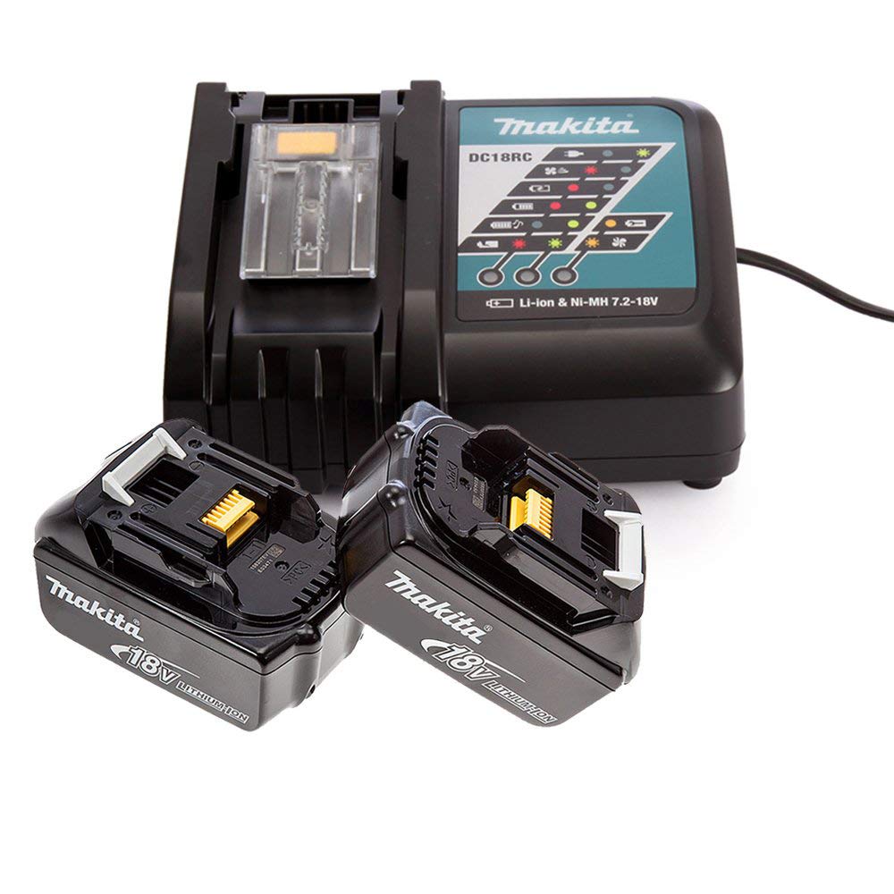 Makita Black Genuine Dc18rc 7.2-18V Li-Ion Fast Charger + 2 X Bl1850 5Ah Batteries